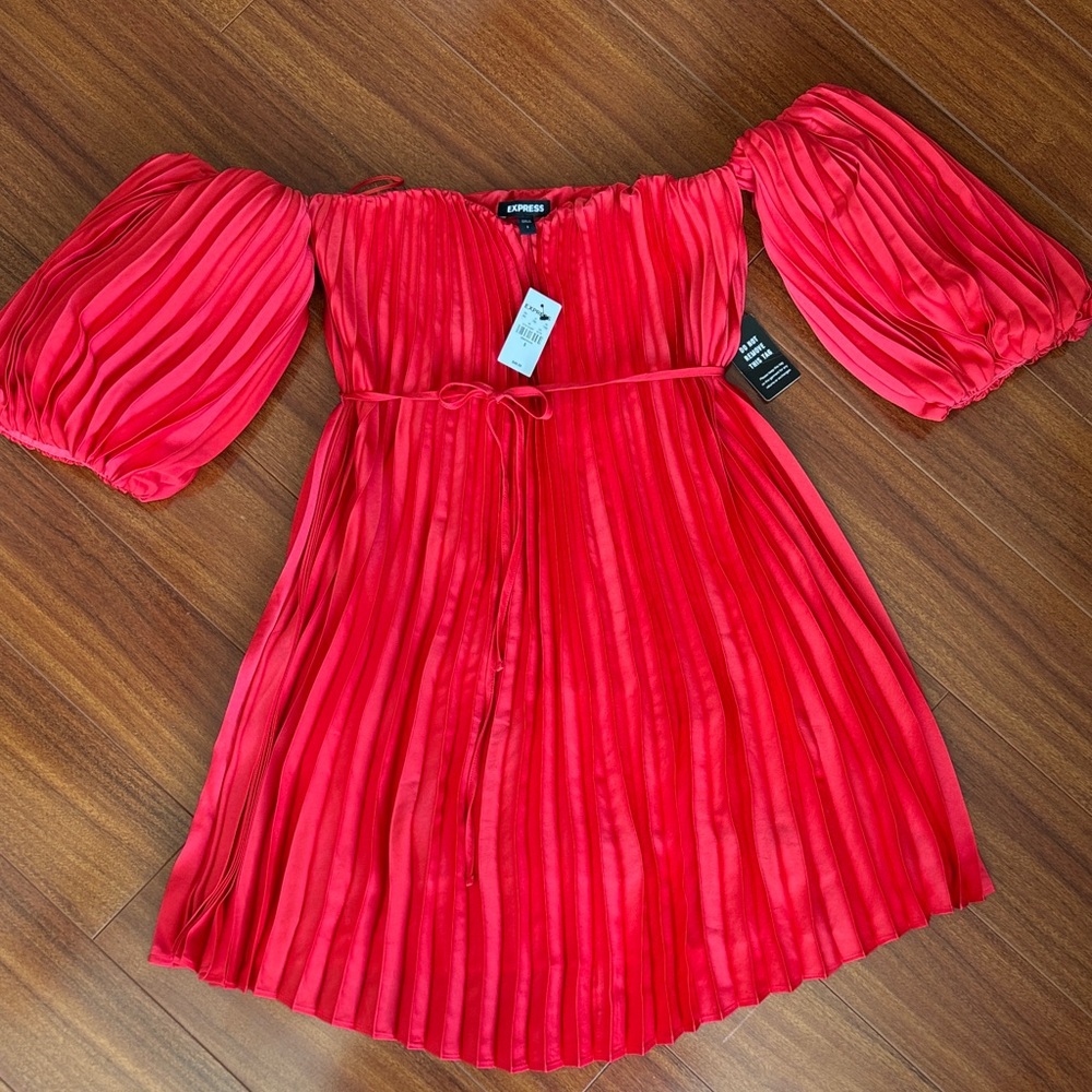 Express Scarlet Off-Shoulder Mini Dress